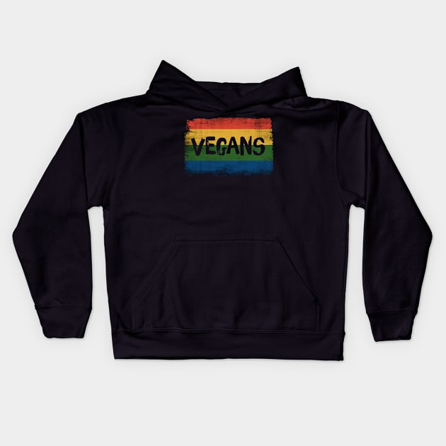 Vintage Style Vegans Retro 70ss Kids Hoodie by paola.illustrations